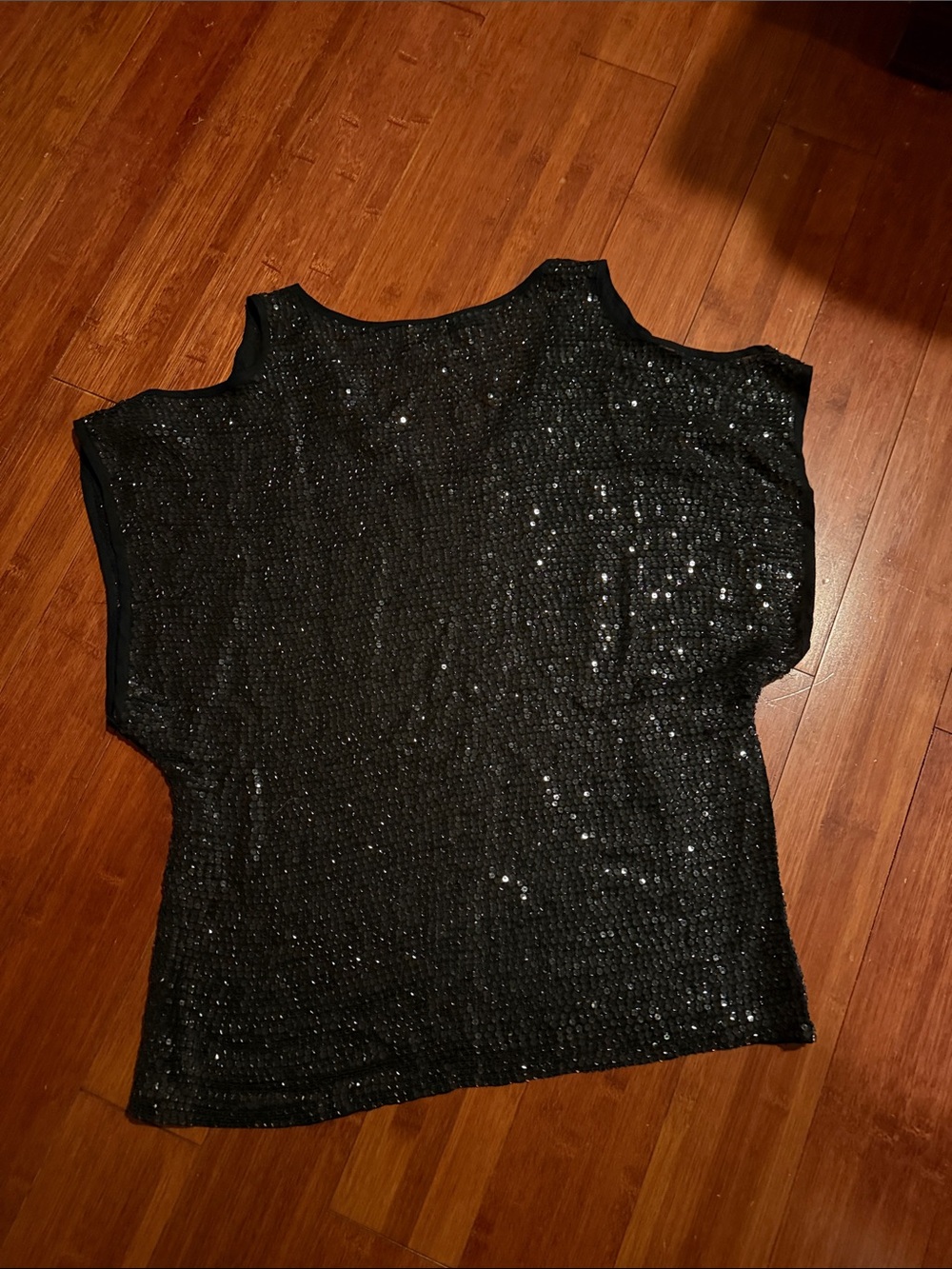 Parker Black Sequin Cold-Shoulder V-Neck Top - Picture 4 of 4